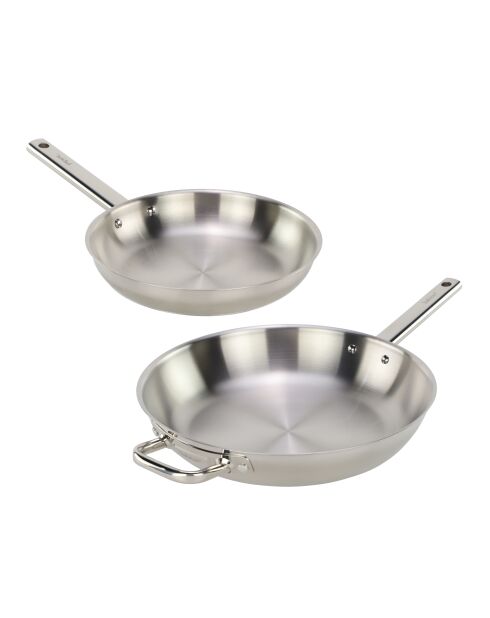 Essentiel Bratpfannen aus Edelstahl, versilbert, 24/32 cm, 2er-Set