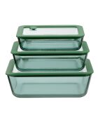 Lot de 3 boîtes de conservation rectangulaires Aloe vertes - 64/105/152 cl