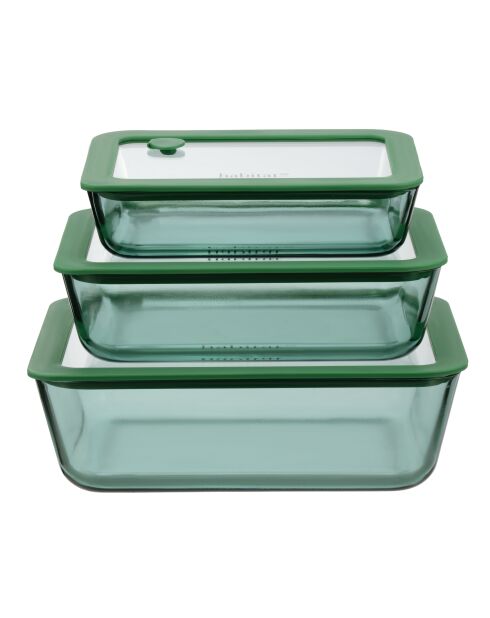 Lot de 3 boîtes de conservation rectangulaires Aloe vertes - 64/105/152 cl