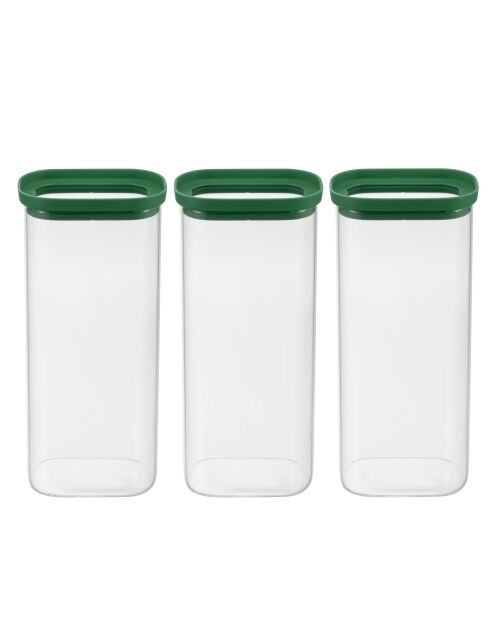 Set mit 3 Aufbewahrungsgläsern für Lebensmittel, Aloegrün/transparent, 3 x 200 cl