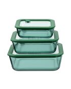 Lot de 3 boîtes de conservation carrées Aloe vertes - 32/52/80 cl