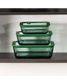 Lot de 3 boîtes de conservation carrées Aloe vertes - 32/52/80 cl