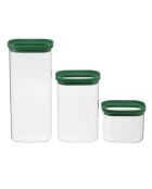 Lot de 3 bocaux de conservation alimentaire Aloe vert/transparent - 60/130/200 cl