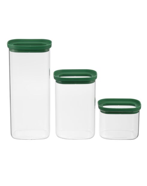 Lot de 3 bocaux de conservation alimentaire Aloe vert/transparent - 60/130/200 cl