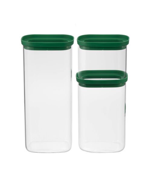 Lot de 3 bocaux de conservation alimentaire Aloe vert/transparent - 60/130/200 cl