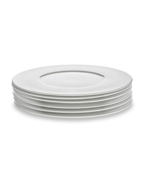 Lot de 6 assiettes plates Solène blanches - 27 cm