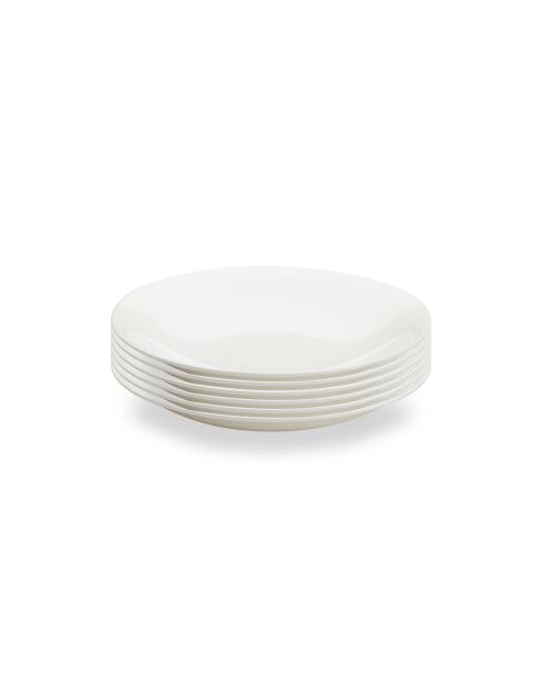 Lot de 6 assiettes creuses Taidu II en bone china blanc - 21,8 cm