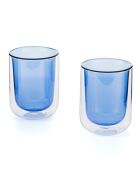 Lot de 2 Tasses double paroi en verre Ambra bleus - 20cl