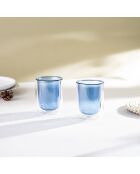 Lot de 2 Tasses double paroi en verre Ambra bleus - 20cl
