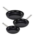 Set von 3 Eternal Aluminiumpfannen mit vollständiger induktiver Keramikbeschichtung schwarz - 20/24/28 cm