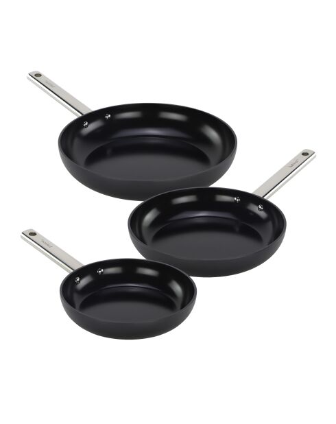 Set von 3 Eternal Aluminiumpfannen mit vollständiger induktiver Keramikbeschichtung schwarz - 20/24/28 cm