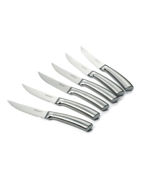 Lot de 6 couteaux à steak Élixir en inox argenté
