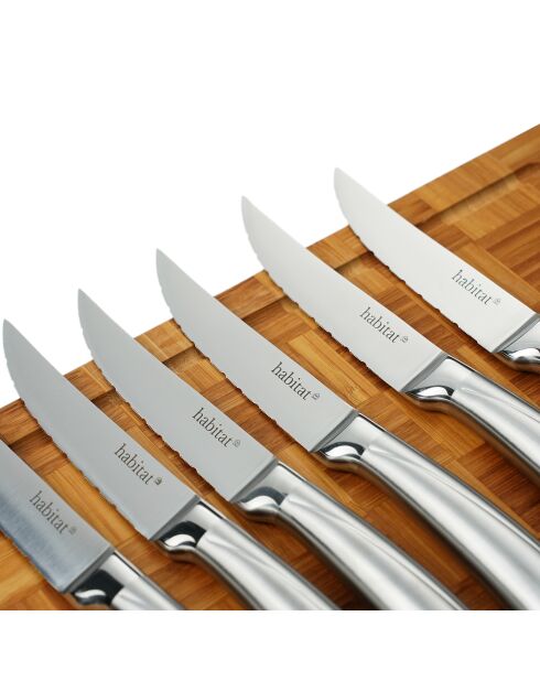 Lot de 6 couteaux à steak Élixir en inox argenté