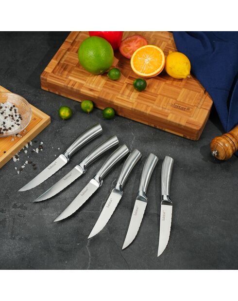 Lot de 6 couteaux à steak Élixir en inox argenté
