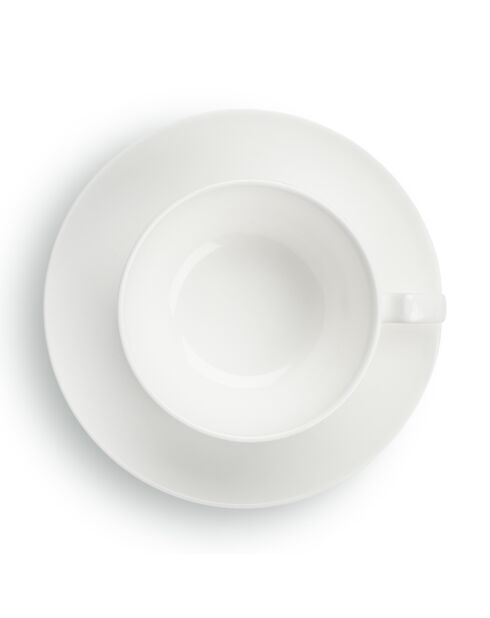 Service de 6 tasses et sous tasses à café Taidu II en bone china blanc - 23 cl