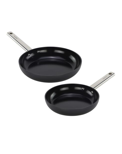 2er-Set Eminence Aluminium-Bratpfannen mit Vollinduktions-Keramikbeschichtung schwarz - 20/24 cm