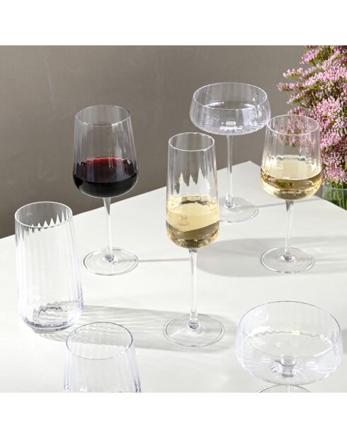 Lot de 6 flûtes à champagne Cléo en verre cristallin transparent - 28cl