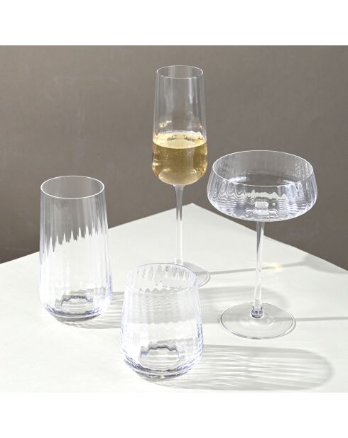 Set di 6 bicchieri da champagne svasati Cléo in vetro cristallino trasparente - 32cl