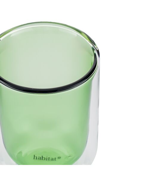 Lot de 2 Tasses double paroi en verre Ambra vertes - 20cl