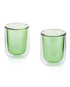Lot de 2 Tasses double paroi en verre Ambra vertes - 20cl