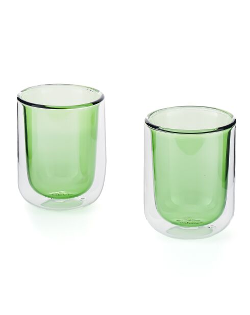 Lot de 2 Tasses double paroi en verre Ambra vertes - 20cl