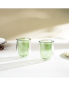 Lot de 2 Tasses double paroi en verre Ambra vertes - 20cl