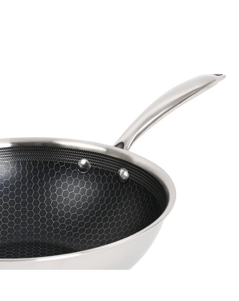 Hera Triplex-Wok mit Antihaftbeschichtung, schwarz/silber, 24 cm