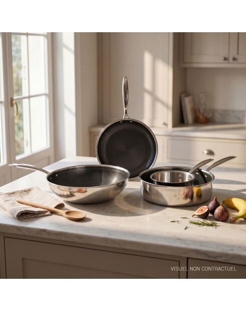 Hera Triplex-Wok mit Antihaftbeschichtung, schwarz/silber, 32 cm