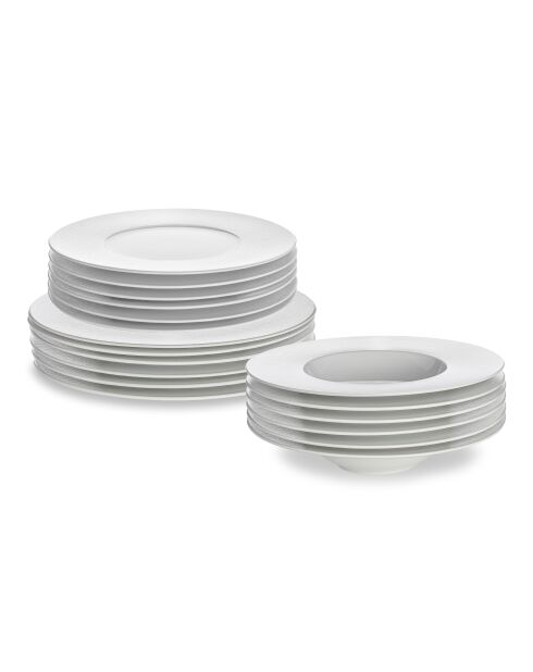 Service de 18 pièces Astral en porcelaine fine blanc