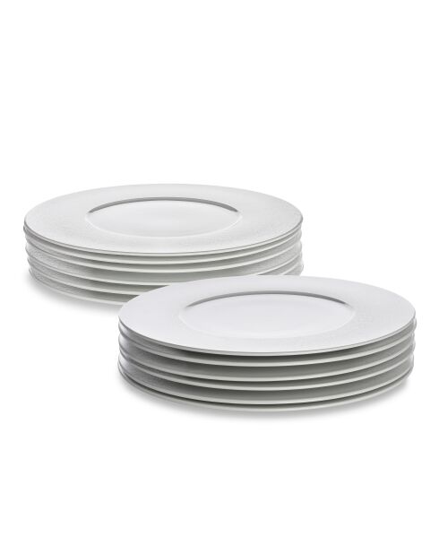 Service de 12 pièces Aurora en porcelaine fine blanc