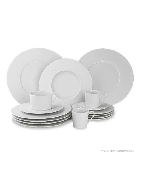 Service de 12 pièces Aurora en porcelaine fine blanc
