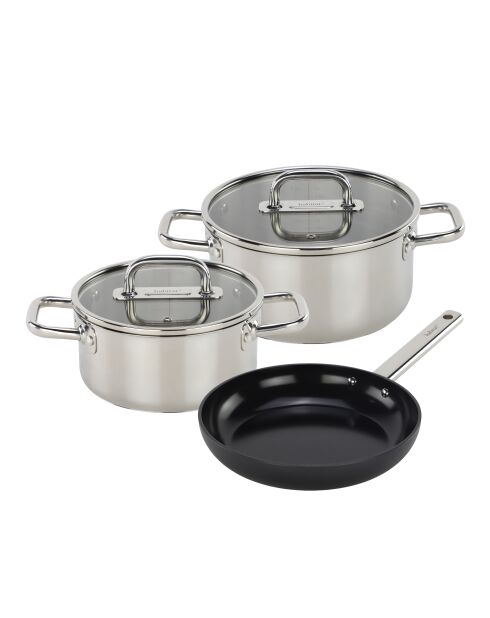 Set Aura de 5 piezas de acero inoxidable plateado/negro