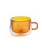 Lot de 2 Mugs Ambra double paroi en verre orange - 22cl