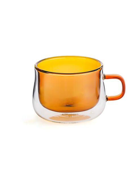 Lot de 2 Mugs Ambra double paroi en verre orange - 22cl