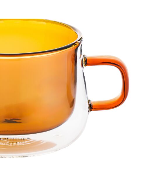 Lot de 2 Mugs Ambra double paroi en verre orange - 22cl