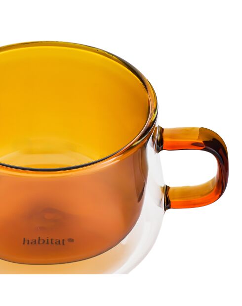 Lot de 2 Mugs Ambra double paroi en verre orange - 22cl