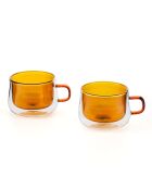 Lot de 2 Mugs Ambra double paroi en verre orange - 22cl