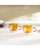 Lot de 2 Mugs Ambra double paroi en verre orange - 22cl