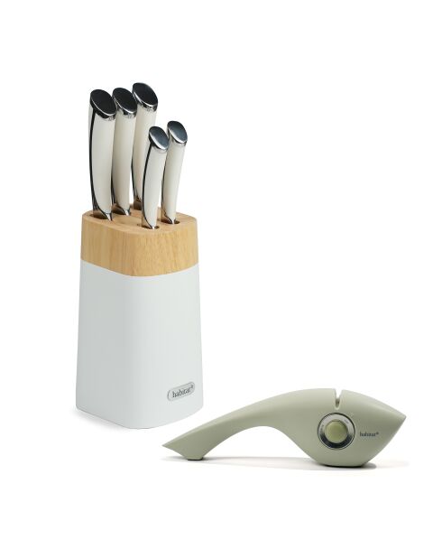 Heritage Messerblock mit 3-in-1-Spitzer, 5-teilig, weiß