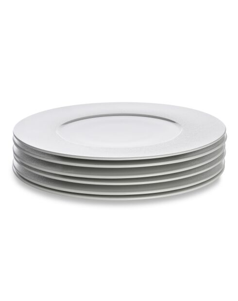 Lot de 6 grandes assiettes plates Solène blanches - 29 cm