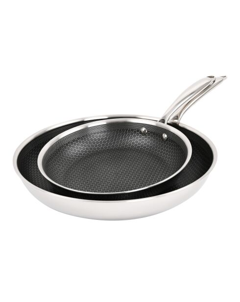 Hera Triplex-Bratpfannen mit Antihaftbeschichtung, Schwarz/Silber, 24/32 cm, 2 Stück