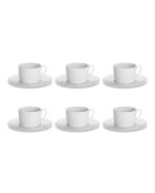 Lot de 6 tasses à café avec soucoupes Solène blanches - 12cl
