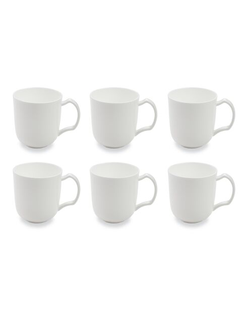 Lot de 6 mugs à thé Taidu II en bone china blancs - 38 cl