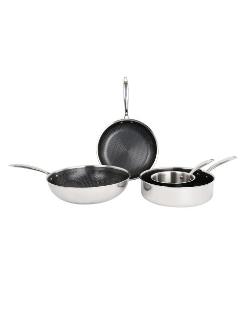 Hera Triplex Antihaft-Set 4-teilig schwarz/silber