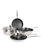 Hera Triplex 7-teiliges antihaftbeschichtetes Set in Schwarz/Silber