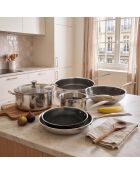 Hera Triplex 7-teiliges antihaftbeschichtetes Set in Schwarz/Silber