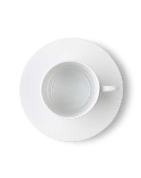 Lot de 6 tasses à thé avec soucoupes Solène blanches - 22cl
