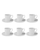 Lot de 6 tasses à thé avec soucoupes Solène blanches - 22cl
