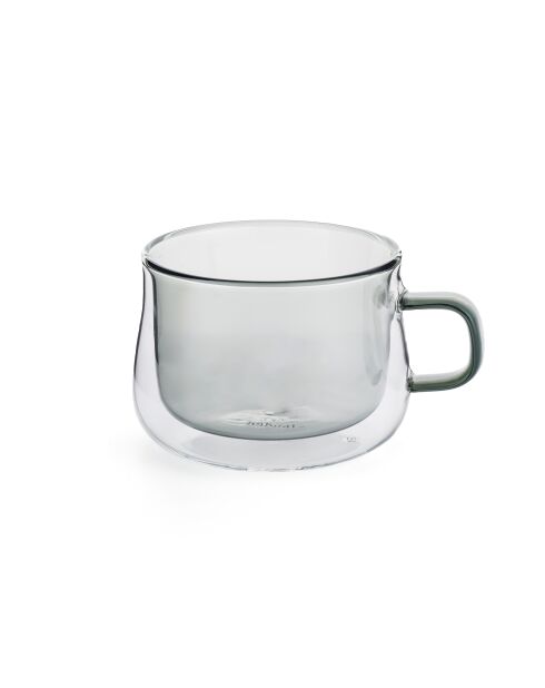 Lot de 2 Mugs Ambra double paroi en verre gris - 22cl