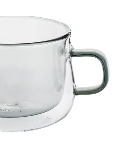 Lot de 2 Mugs Ambra double paroi en verre gris - 22cl